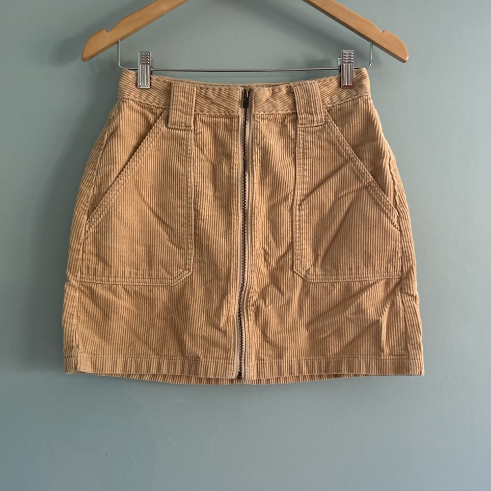 Hollister Beige High Rise Corduroy Mini Skirt